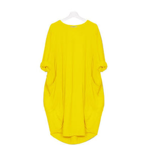 Langärmliges lässiges lockeres Taschenkleid