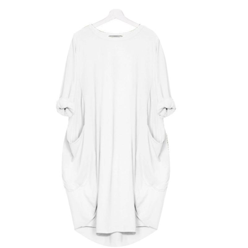 Langärmliges lässiges lockeres Taschenkleid