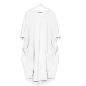 Langärmliges lässiges lockeres Taschenkleid