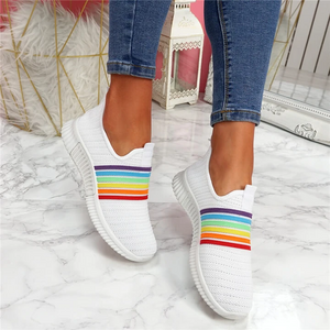 Lässige Flache Boden Damen Regenbogen Sportschuhe