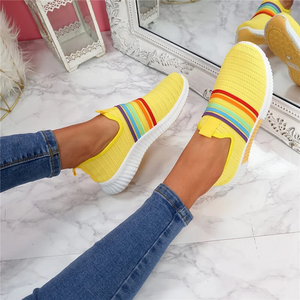 Lässige Flache Boden Damen Regenbogen Sportschuhe
