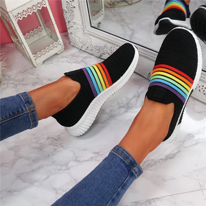 Lässige Flache Boden Damen Regenbogen Sportschuhe