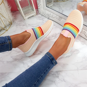 Lässige Flache Boden Damen Regenbogen Sportschuhe