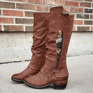 2020 Herbst & Winter Retro-Boots mit mittlerem Absatz (Kreditkartengeld/Brieftasche Tasche)