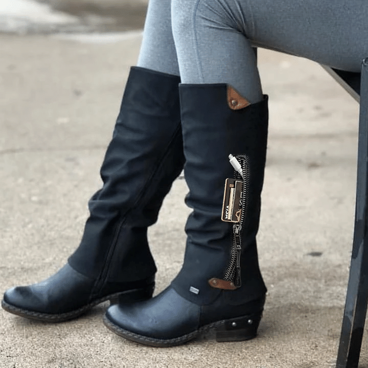 2020 Herbst & Winter Retro-Boots mit mittlerem Absatz (Kreditkartengeld/Brieftasche Tasche)