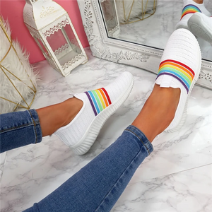 Lässige Flache Boden Damen Regenbogen Sportschuhe