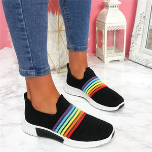 Lässige Flache Boden Damen Regenbogen Sportschuhe