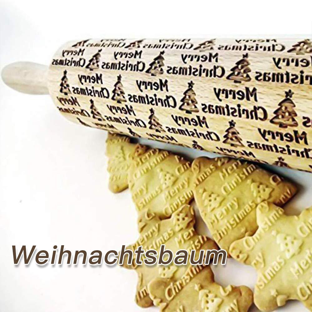 Wunderbares Nudelholz mit Weihnachtskeksemustern