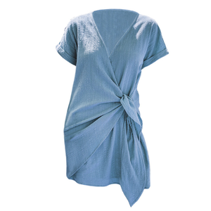 2020 V Neck Tie Minikleid