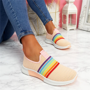 Lässige Flache Boden Damen Regenbogen Sportschuhe