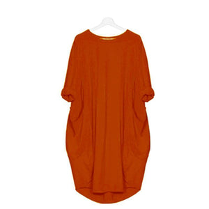 Langärmliges lässiges lockeres Taschenkleid