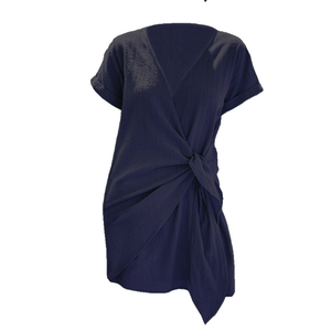 2020 V Neck Tie Minikleid