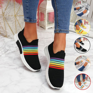 Lässige Flache Boden Damen Regenbogen Sportschuhe