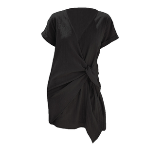 2020 V Neck Tie Minikleid