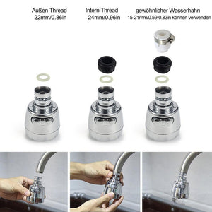 360 Grad drehbar Anschluss Düse für Wasserhahn, ABS/Metall