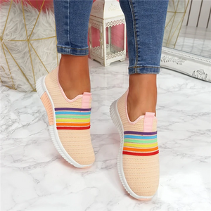 Lässige Flache Boden Damen Regenbogen Sportschuhe
